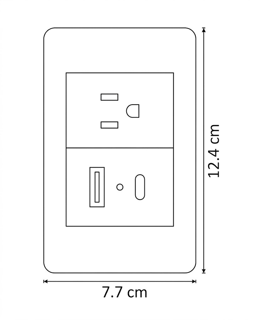 Placa de Pared con Contacto Eléctrico y Puertos USB-A + Tipo C Gris - ARTLITE