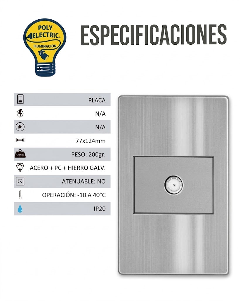 Placa con Salida de Contacto Coaxial para Televisión - ARTLITE