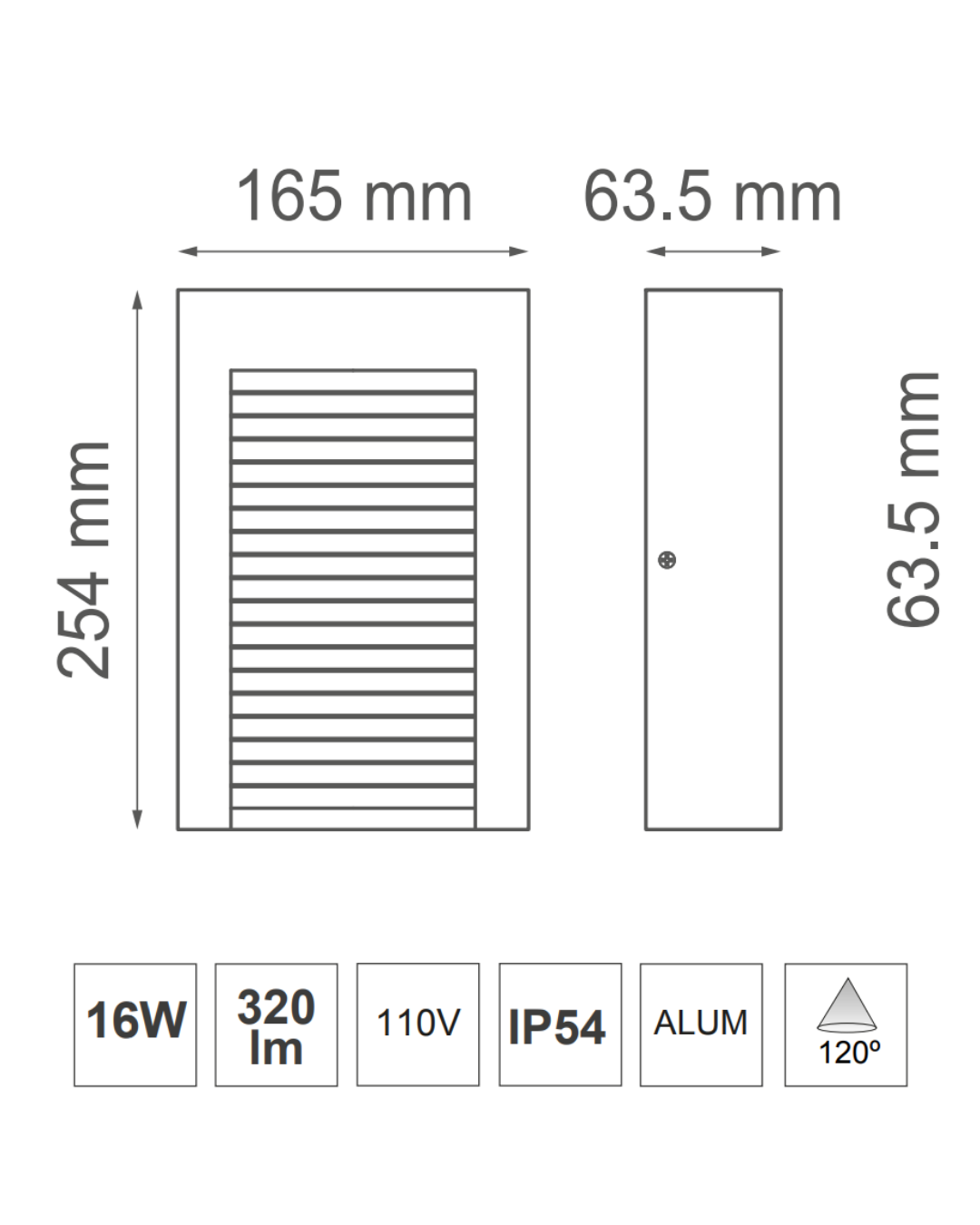 Luminaria de Pared 16W IRON Negro IP54 – ASTROLED