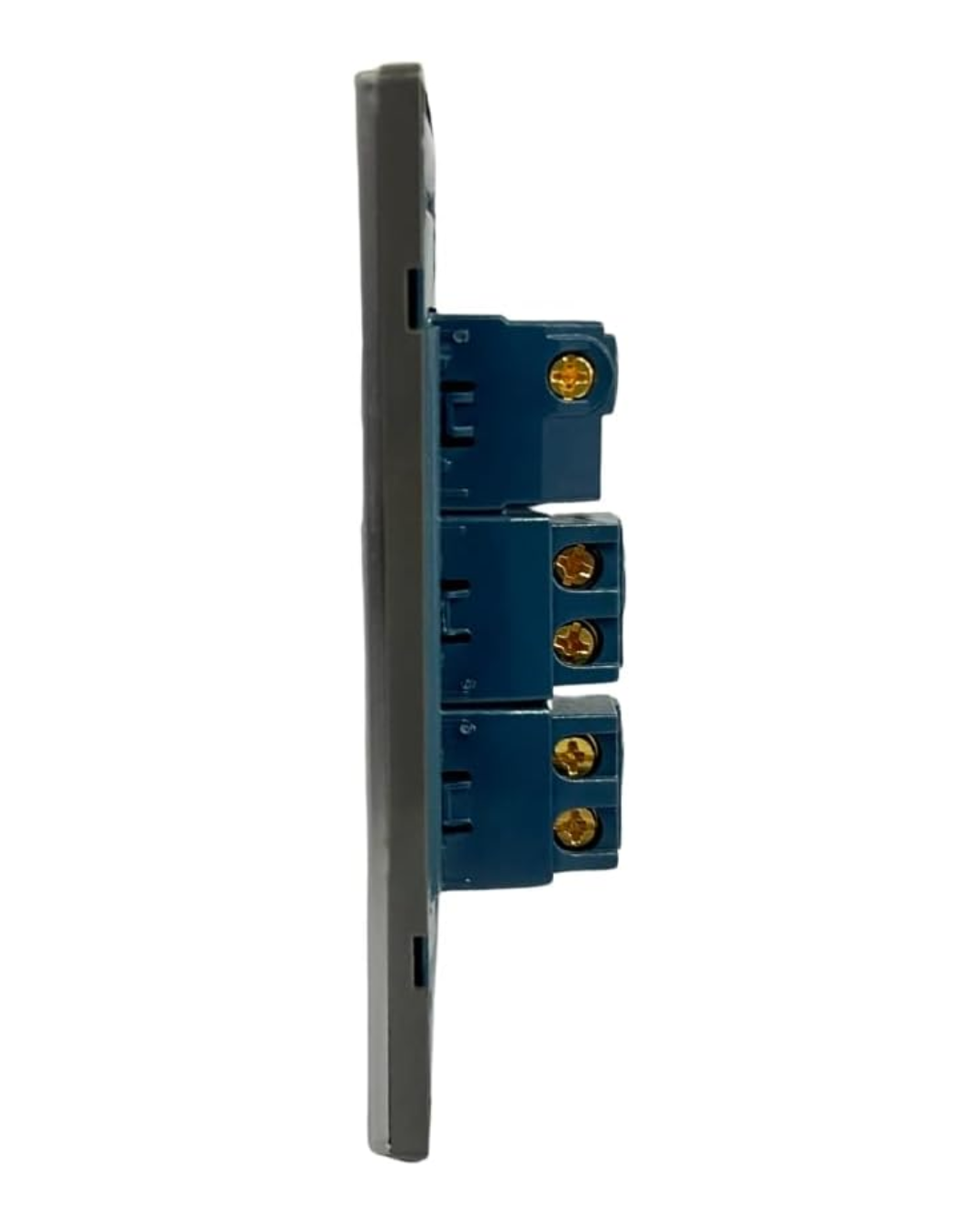 Placa con 2 Contactos y Apagador de 3 Vías (Escalera) Acero Inoxidable - ARTLITE