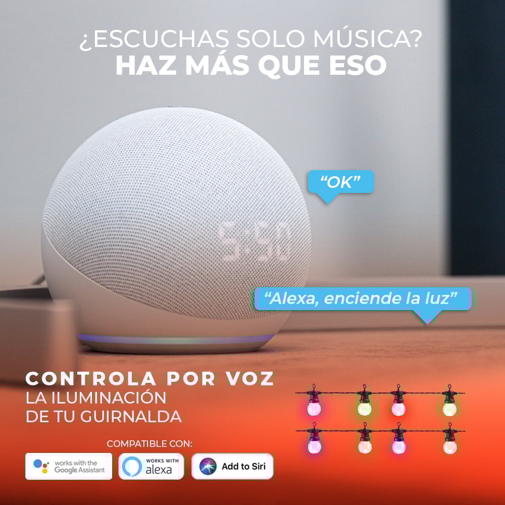 Guirnalda Light Garland Smart Led IP44 con 10 focos RGB 7.4MTS - Tecnolite connect