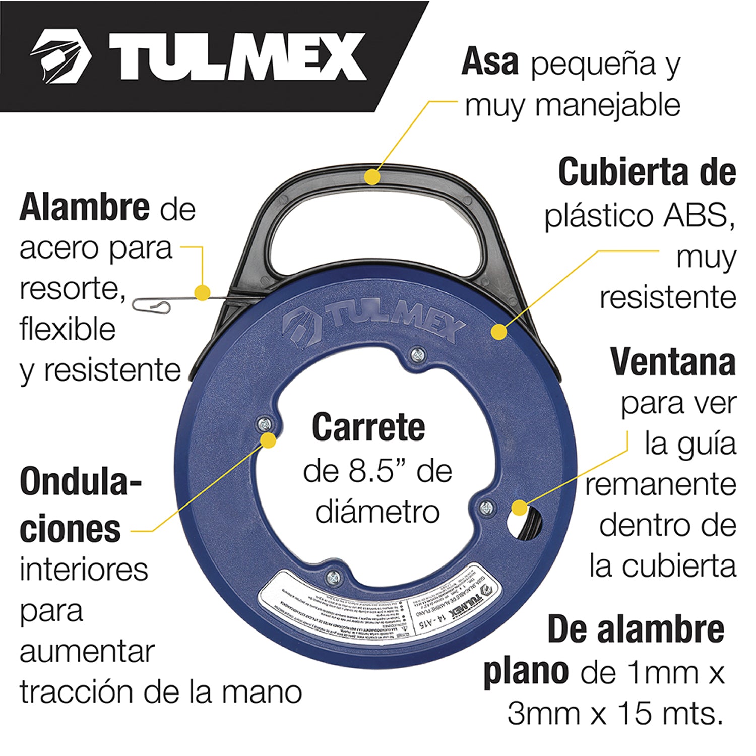 GUIA DE ALAMBRE PLANO 15 MTS EN CARRETE 1MMX3MMX15M TULMEX