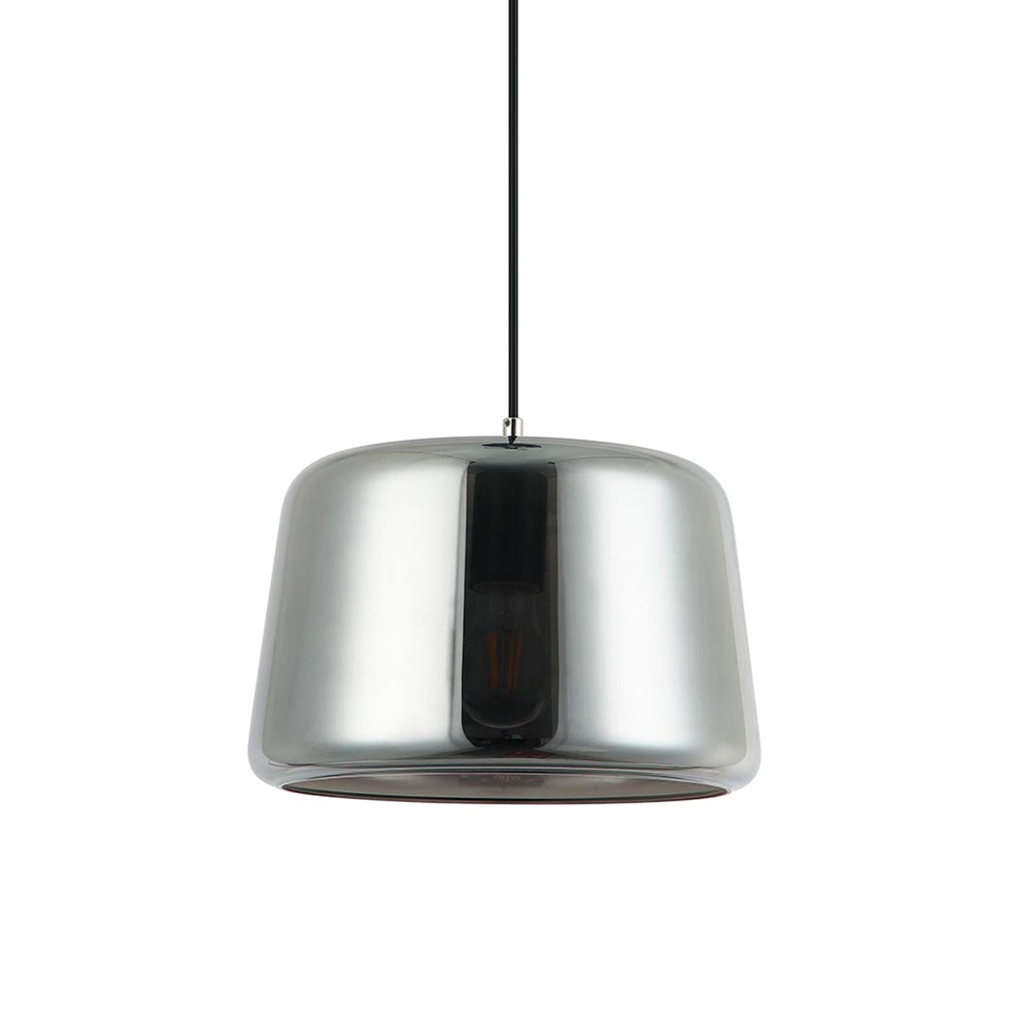 Lámpara Colgante 1 Luz E26 | Acabado Negro y Dorado con Cristal Humo