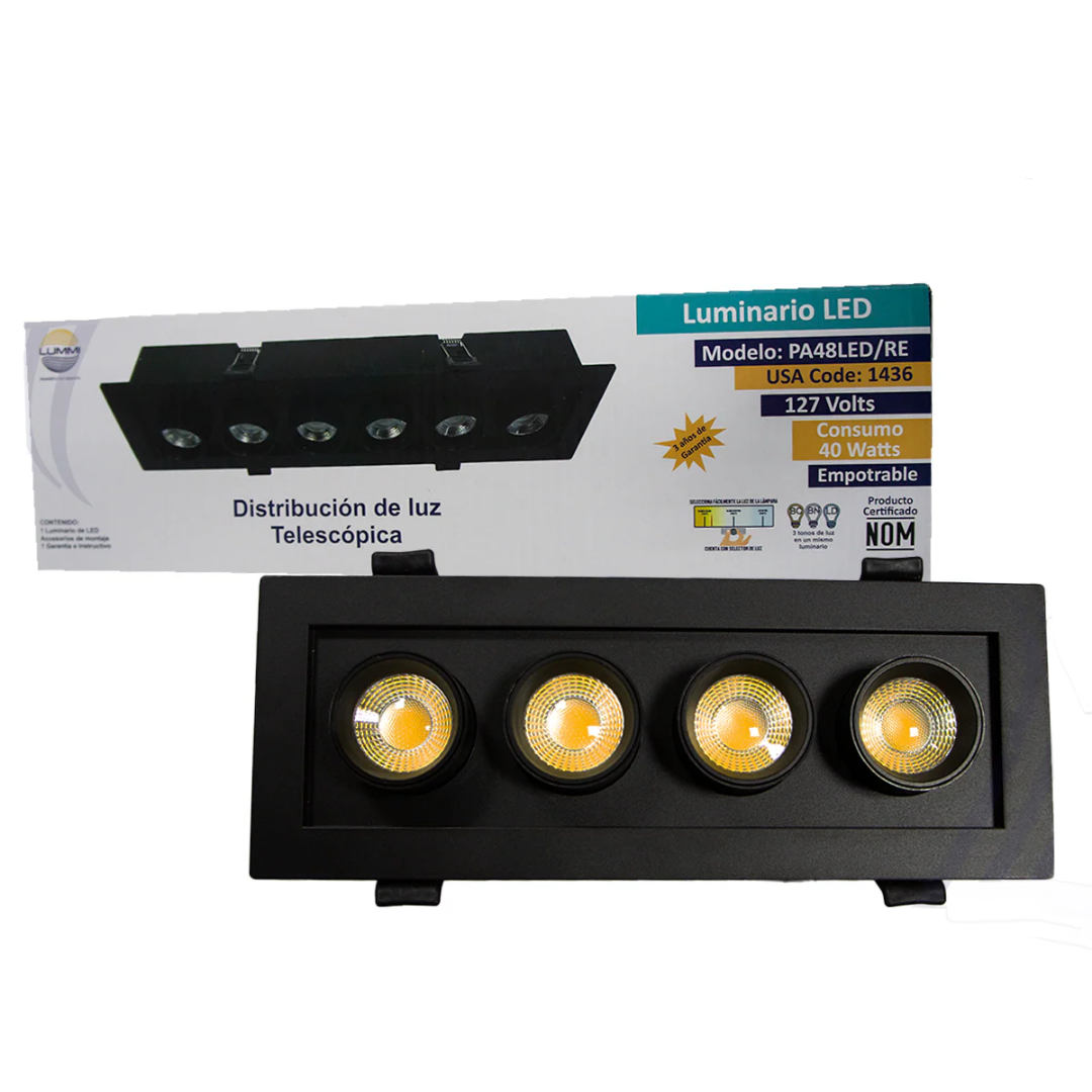 Lámpara LED Telescópica 26W con Spots Ajustables para Techo Falso – LUMMI