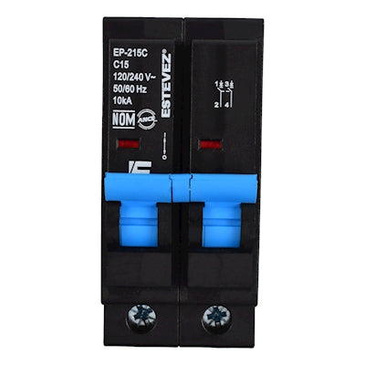 Interruptor Termomagnético de Pastilla Plug-In 2 Polos 15A Curva C - ESTEVEZ