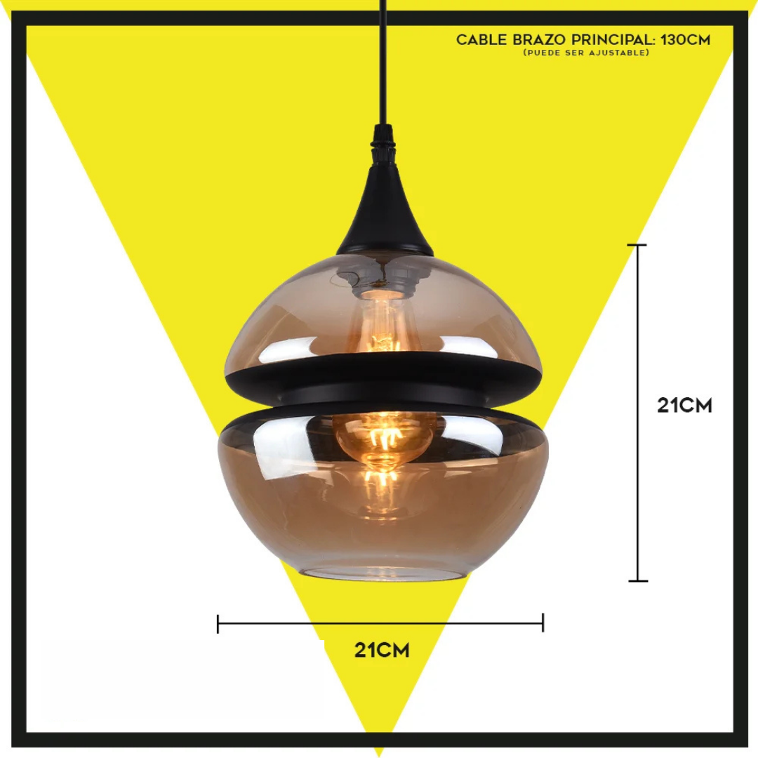 Lámpara Colgante Vintage de Techo Negro Ámbar  Estilo Retro y Elegante - NGR