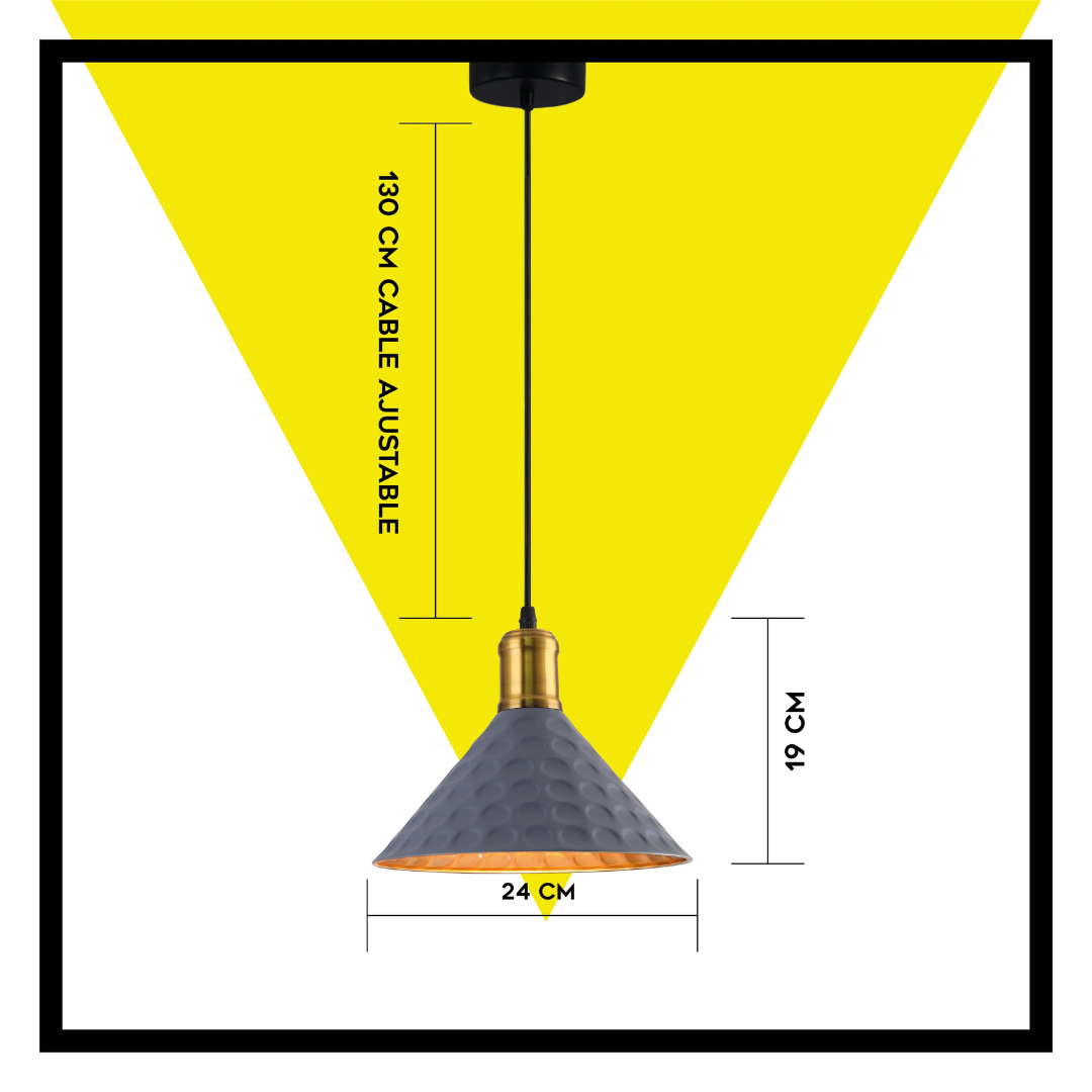 Lámpara Colgante de Techo Estilo Industrial Elegante Gris/Dorado - NGR