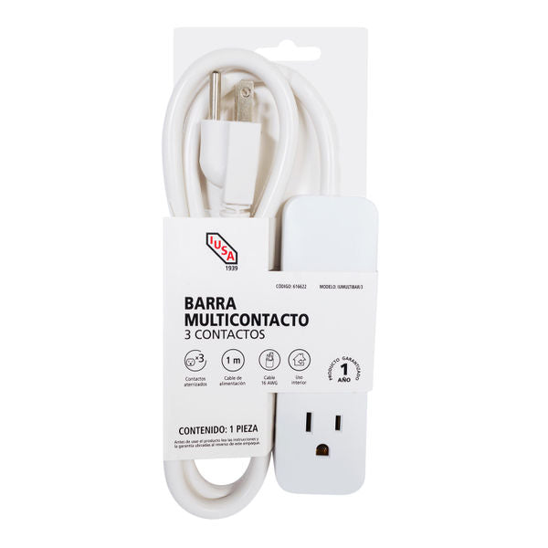 Multicontacto 3 Entradas Barra Eléctrica 13A 1625W 127V - IUSA