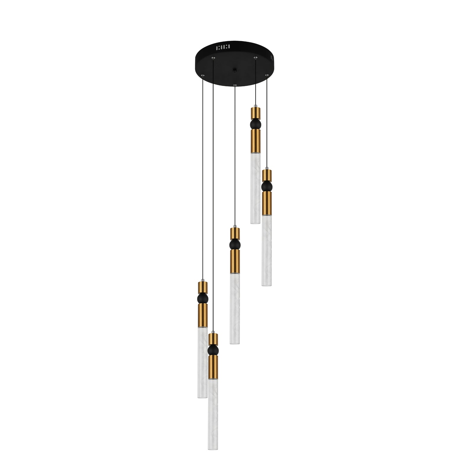 Lámpara LED Colgante 5 Luces Negro y Oro – 2G