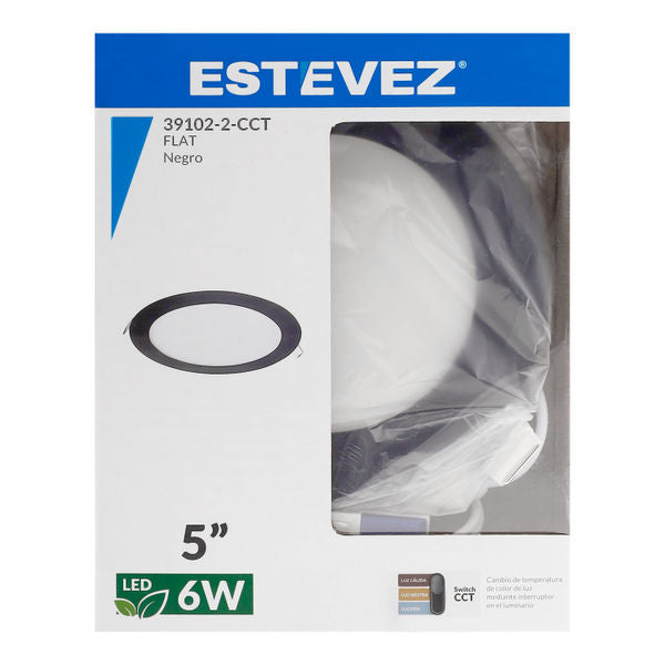 Lámpara LED Empotrable 6W 3" CCT Multitono 110-277V Negro - ESTEVEZ