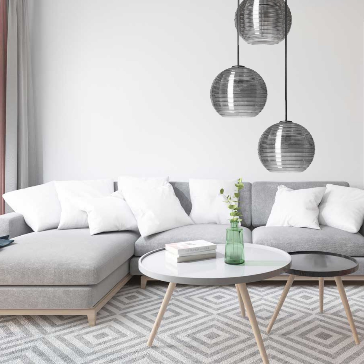 Lámpara Colgante Estilo Industrial Moderno Esfera Vidrio Soplado Ahumado 25cm E26 –  MAXXI