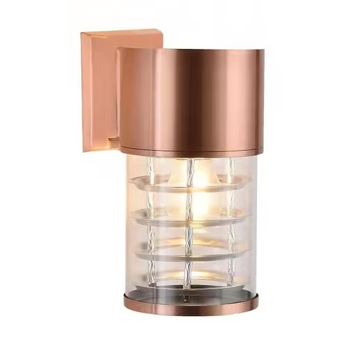 Lámpara Arbotante de Pared Exterior Decorativa de Aluminio y Cristal  Cobrizado - NGR