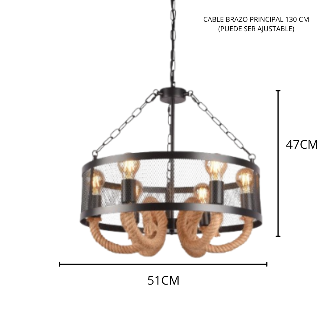 Lámpara Colgante de Techo Elegante Vintage Negro con Cadena Ajustable - NGR