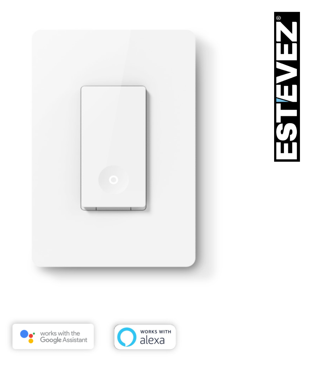 Apagador Sencillo WiFi con Placa de pared Alpha 15A Blanco Smart- Estevez