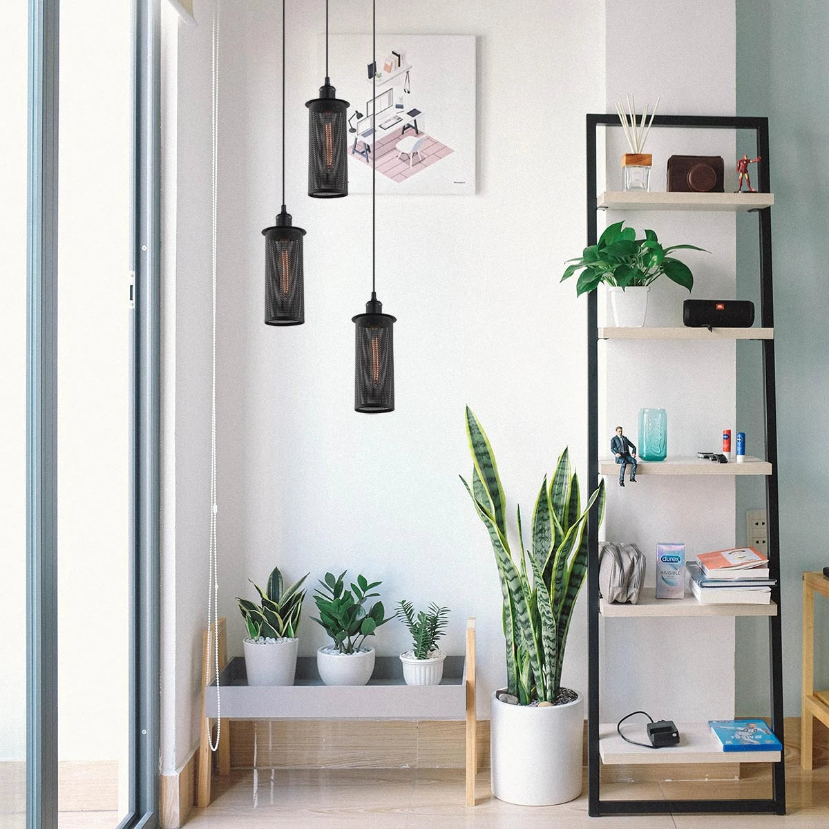 Lámpara Colgante ASGAR 3XE26 | 3 Cilindros Vintage en Color Negro –  2G ILUMINACION