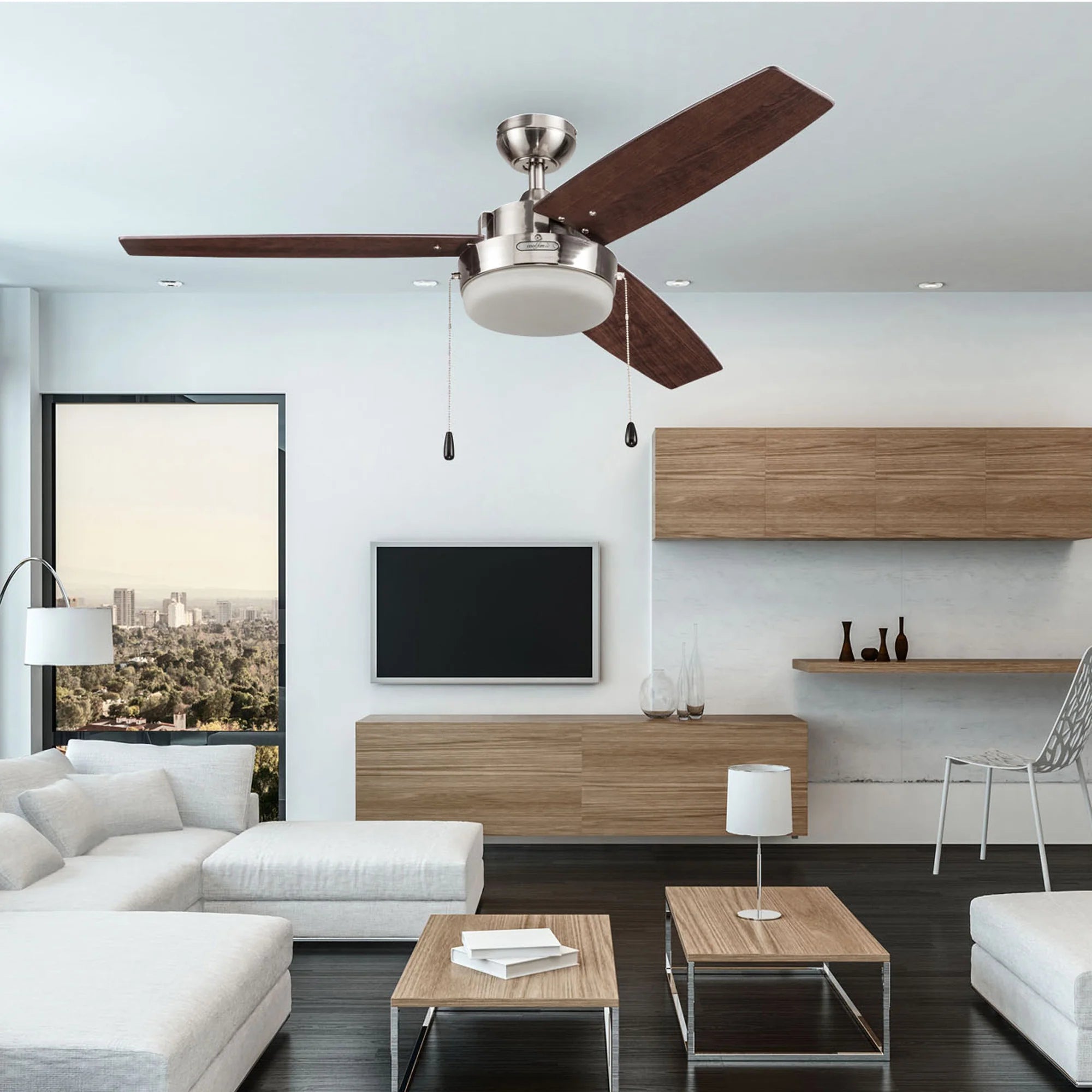 Ventilador de Techo Medina 52" 3 Aspas Roble Claro/Gris – Coolfan