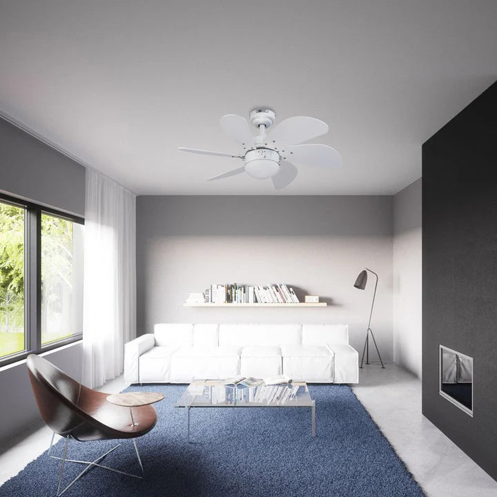 Ventilador de Techo Tramontana 30" Blanco con Luz 6 Aspas – Coolfan