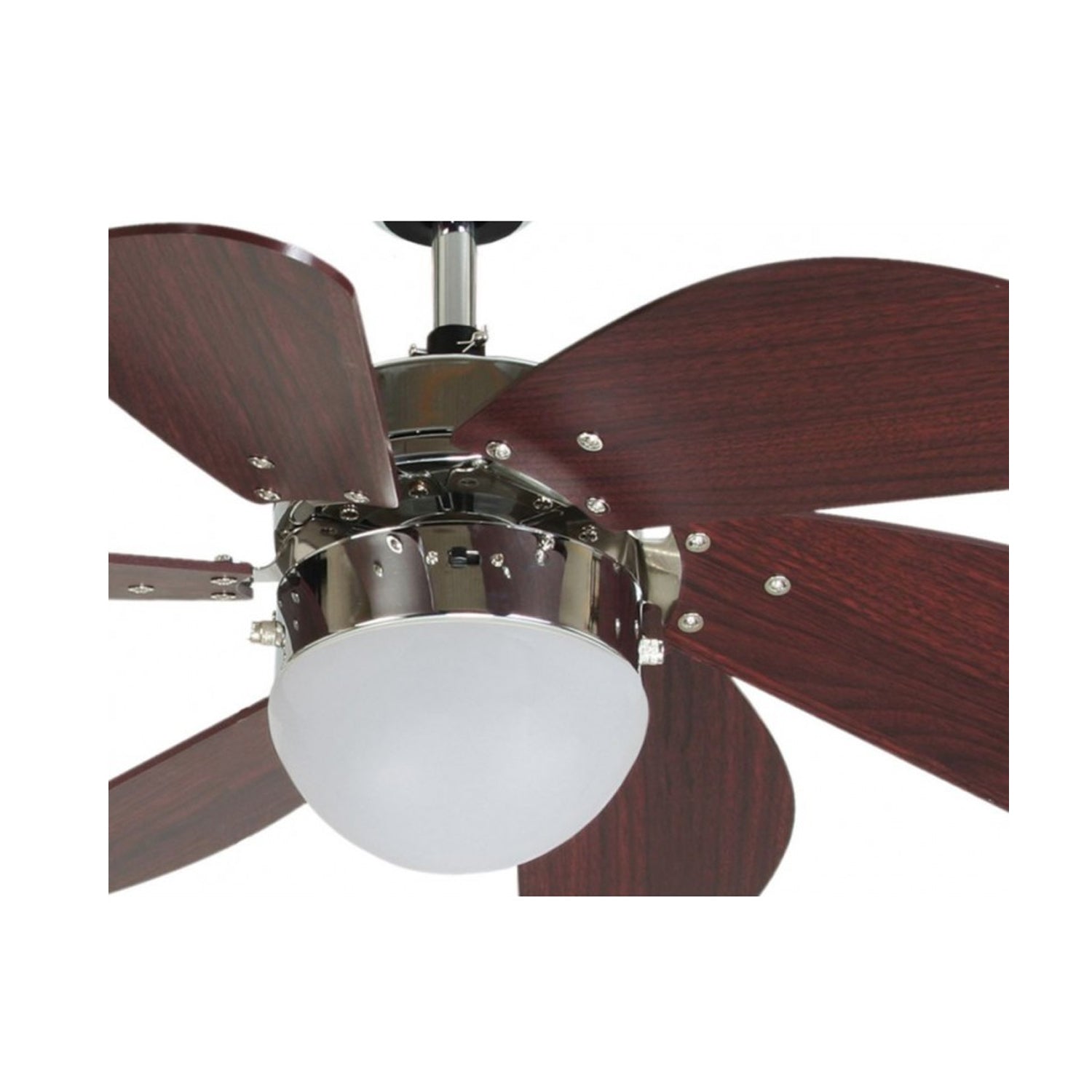 Ventilador de Techo Tramontana Cromado/Chocolate 1 Luz 6 Aspas 30