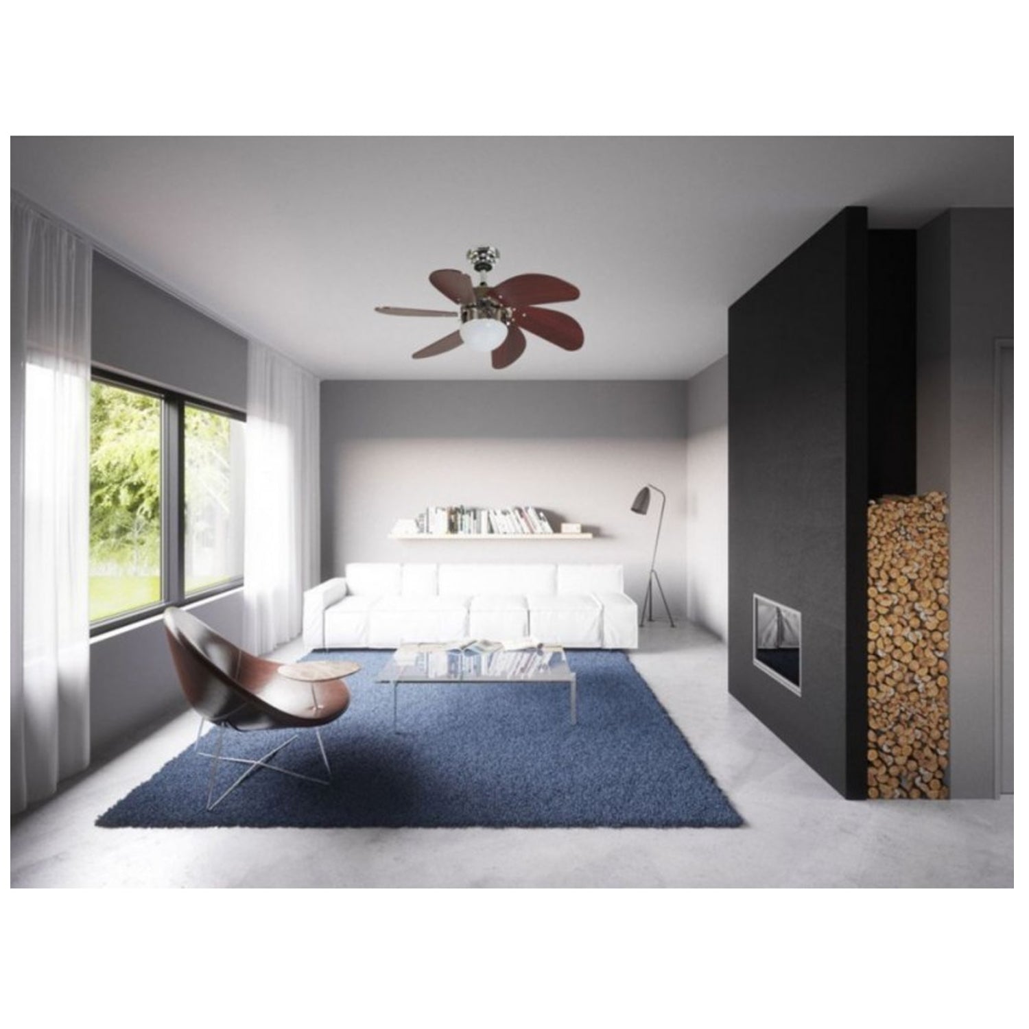 Ventilador de Techo Tramontana Cromado/Chocolate 1 Luz 6 Aspas 30" – Coolfan