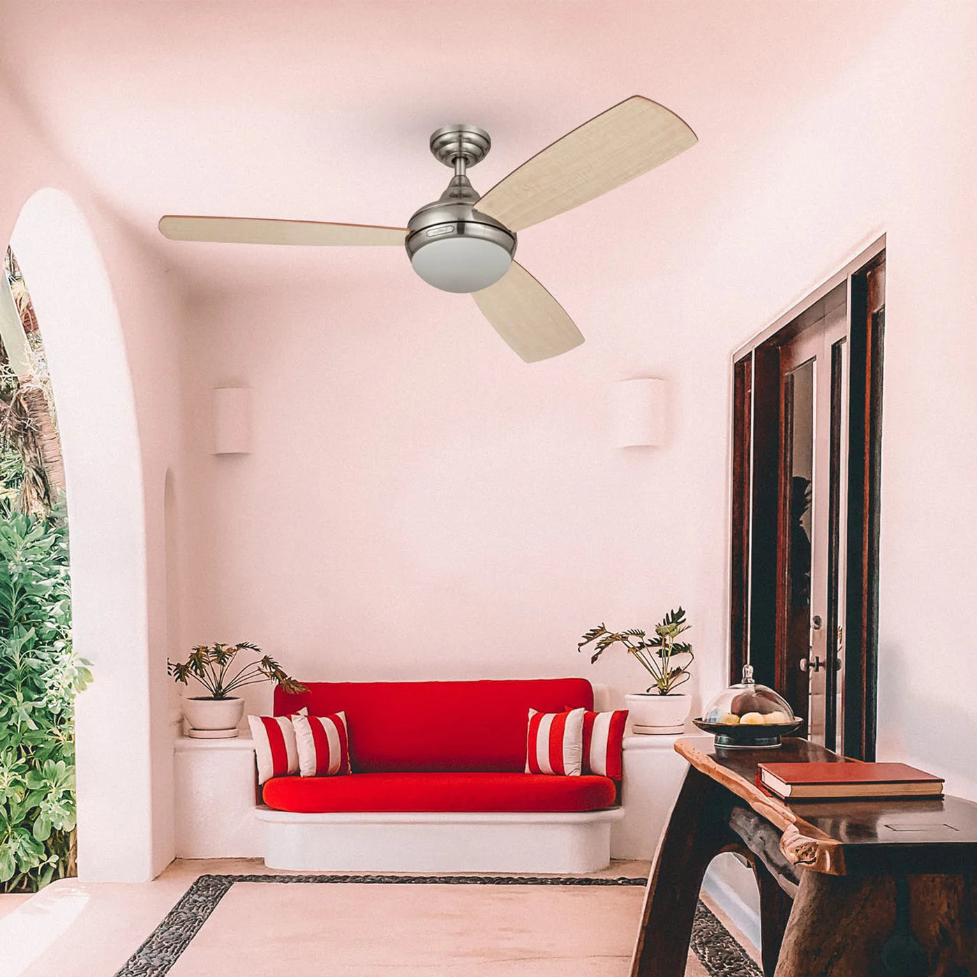 Ventilador de Techo Barlovento 52" Níquel 1 Luz 3 Aspas - Coolfan