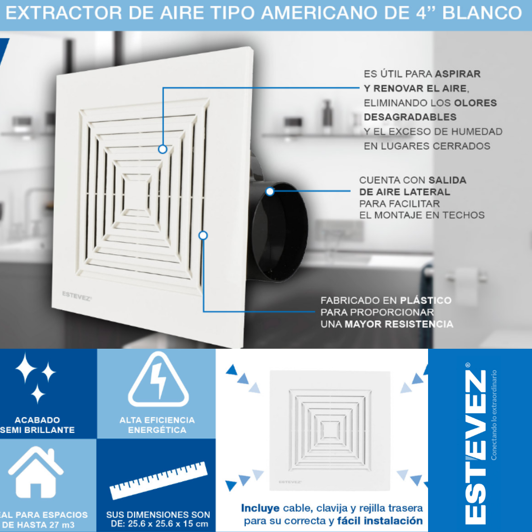 Extractor de Aire Estilo Americano 4" Blanco – Estévez