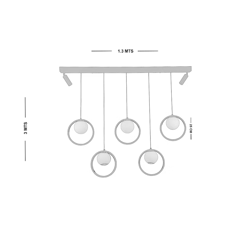 Lámpara Colgante LED de 7 Luces Negro, Control Remoto, 3 Tonos de Luz – Luxica