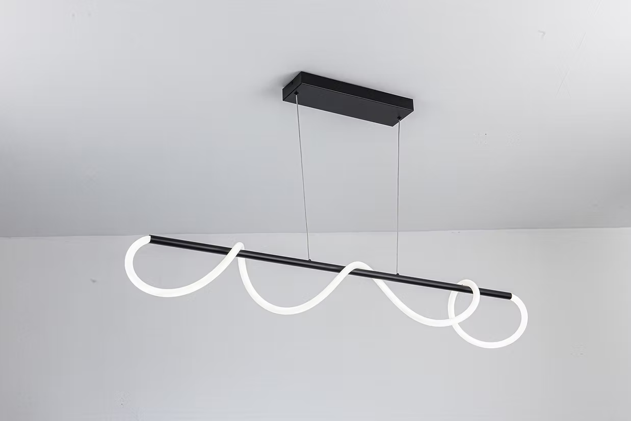 Lámpara Colgante Led Moderna Rope 9219, Control Remoto, Altura Ajustable  60W Color Nergro – Luxica