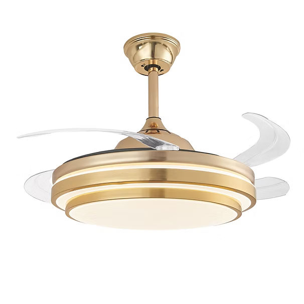 Lámpara Ventilador Retráctil Génova Dorado con Control Remoto y App – LUXICA