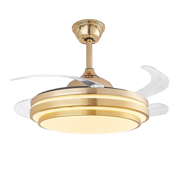Lámpara Ventilador Retráctil Génova Dorado con Control Remoto y App – LUXICA