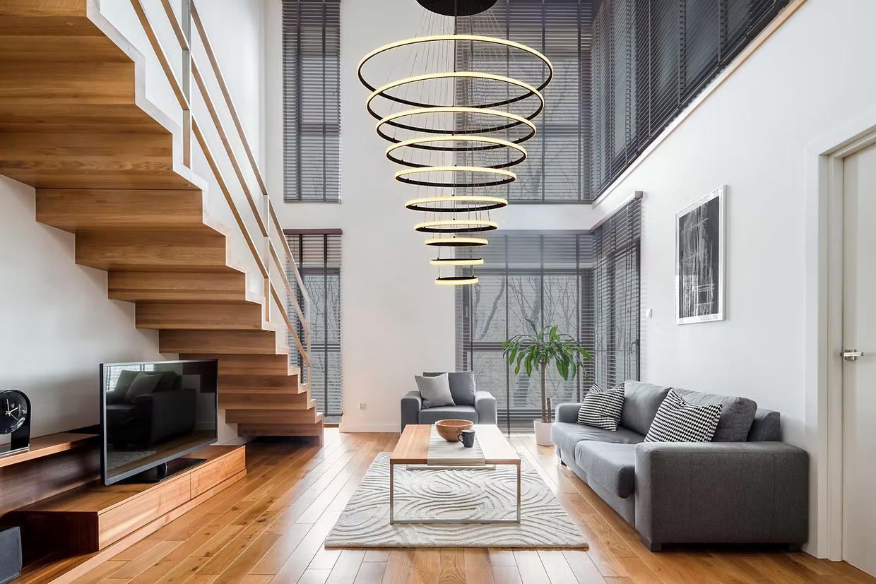 Lámpara Colgante LED ALFA 9869-B, 10 Aros de Luz, Control Remoto,3 Tonos de Luz – Luxica