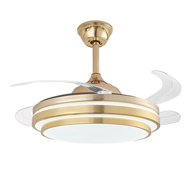 Lámpara Ventilador Retráctil Génova Dorado con Control Remoto y App – LUXICA