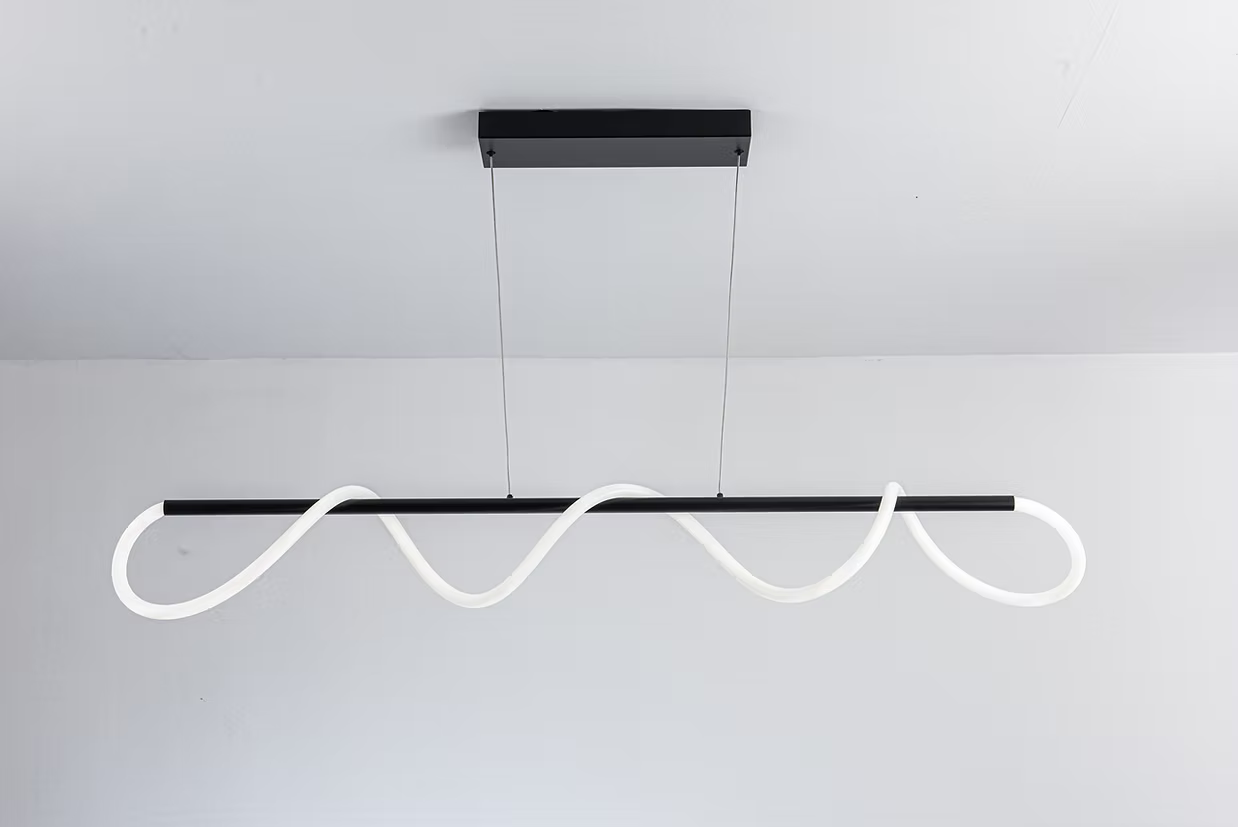 Lámpara Colgante Led Moderna Rope 9219, Control Remoto, Altura Ajustable  60W Color Nergro – Luxica