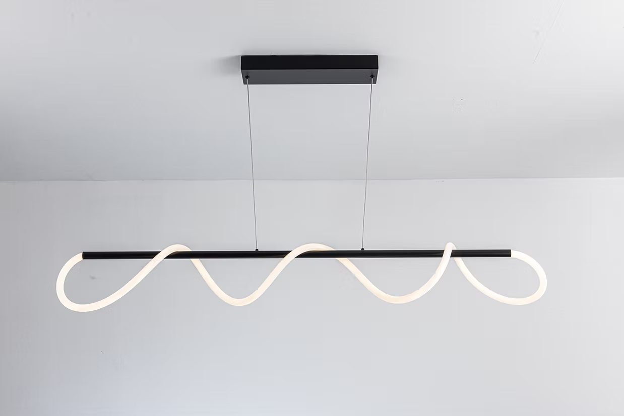Lámpara Colgante Led Moderna Rope 9219, Control Remoto, Altura Ajustable  60W Color Nergro – Luxica