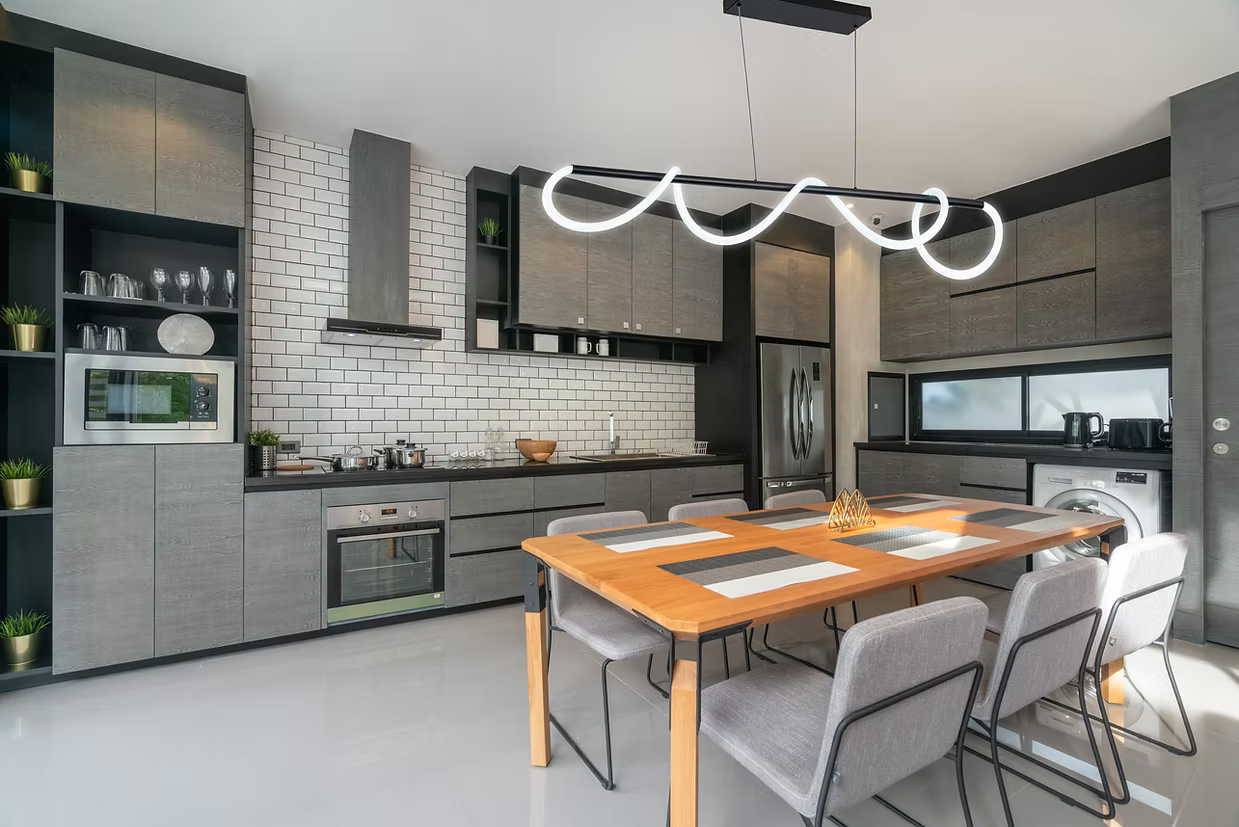 Lámpara Colgante Led Moderna Rope 9219, Control Remoto, Altura Ajustable  60W Color Nergro – Luxica