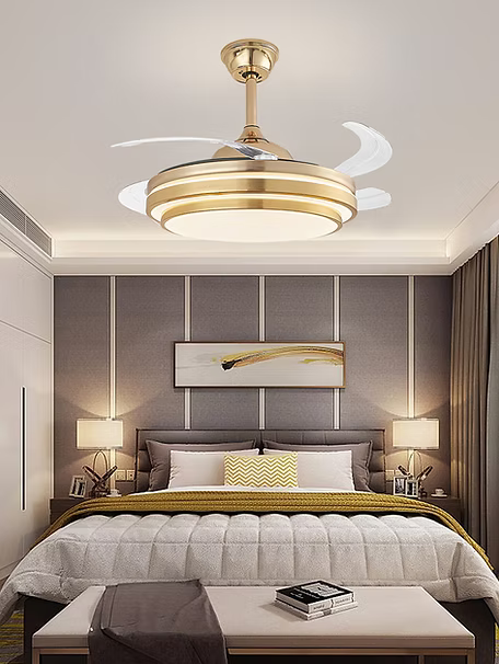 Lámpara Ventilador Retráctil Génova Dorado con Control Remoto y App – LUXICA