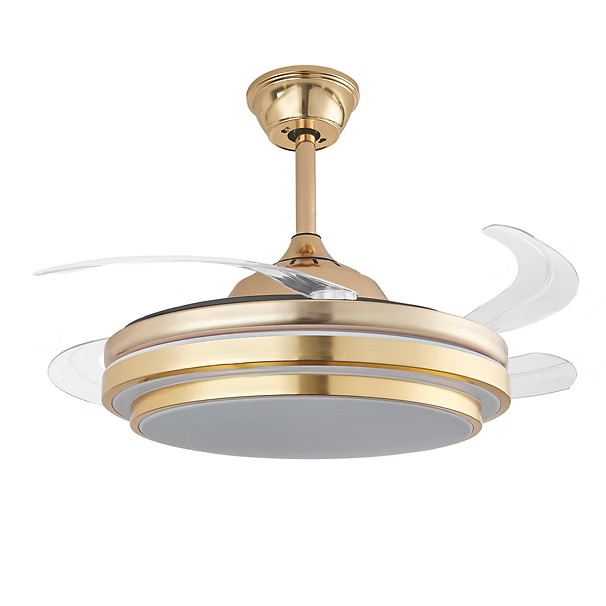 Lámpara Ventilador Retráctil Génova Dorado con Control Remoto y App – LUXICA