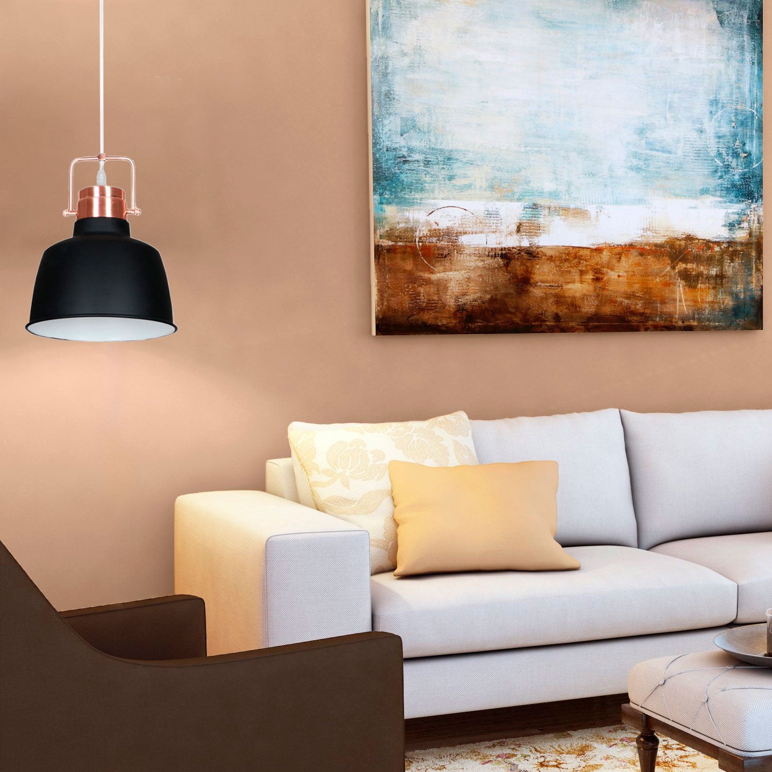 Lámpara Colgante Metal Negro/Cobre 1x60W Alhena - 2G