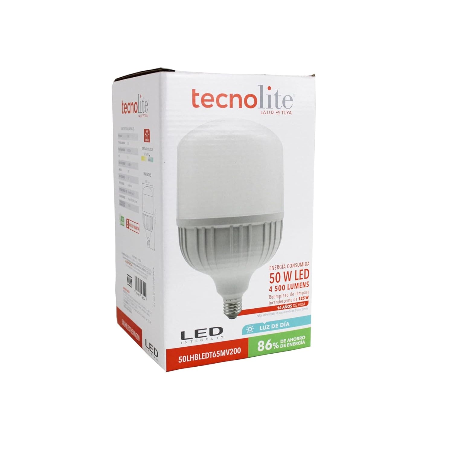 Foco LED 50W 4500 Lúmenes 100-240V 6500K E27 – Tecnolite