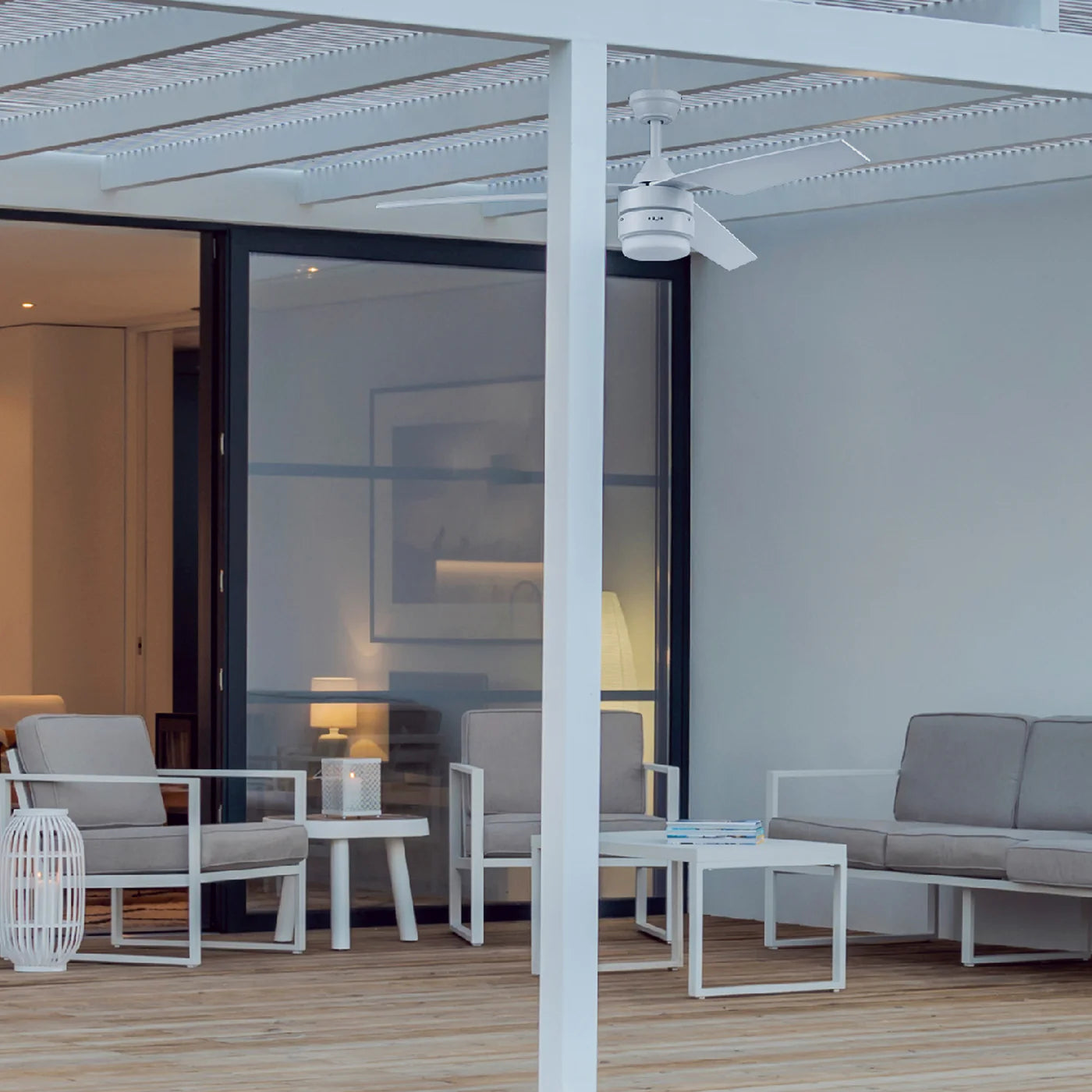 Ventilador de Techo Los Cabos LED 52" 3 Aspas Blanco - Coolfan