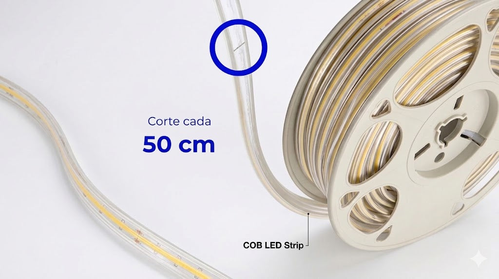 Lámpara Tira LED Continuo COB Rollo 25m 250W 4000K IP65 - WINLED