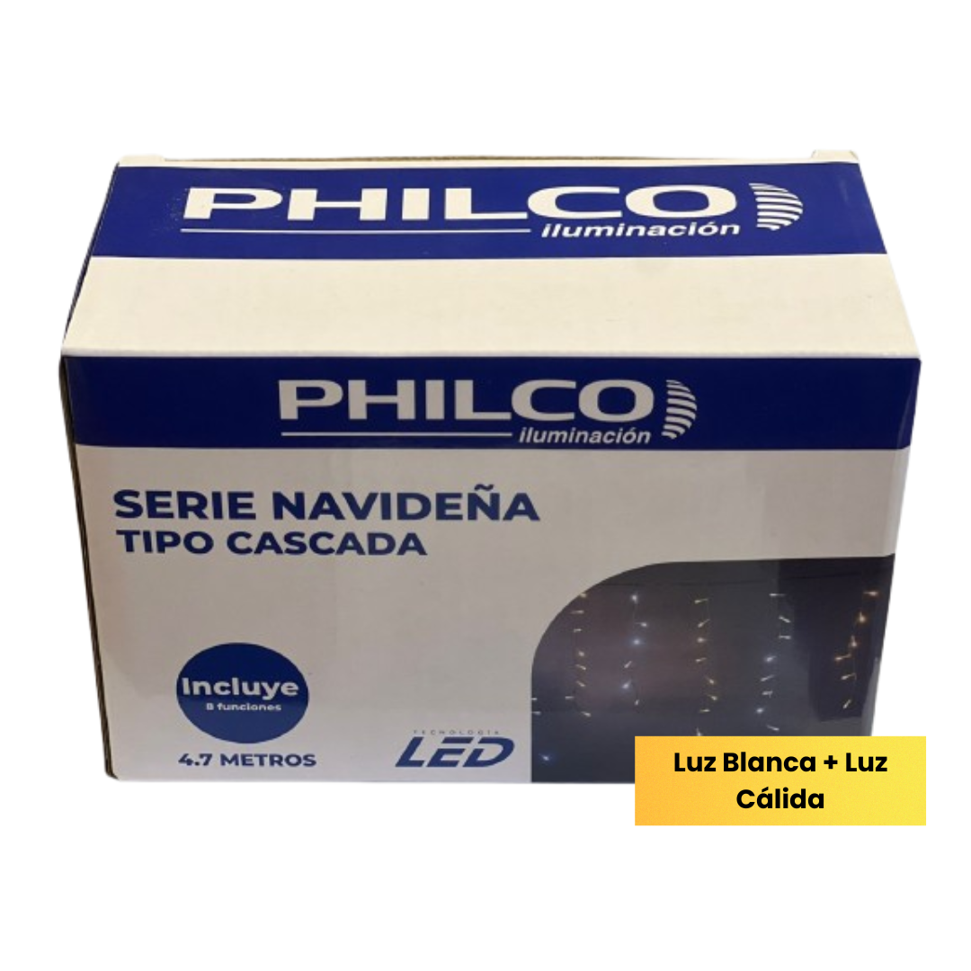 Serie de Luces Navideñas LED Tipo Cascada 4.7 m – Blanca y Ámbar - PHILCO
