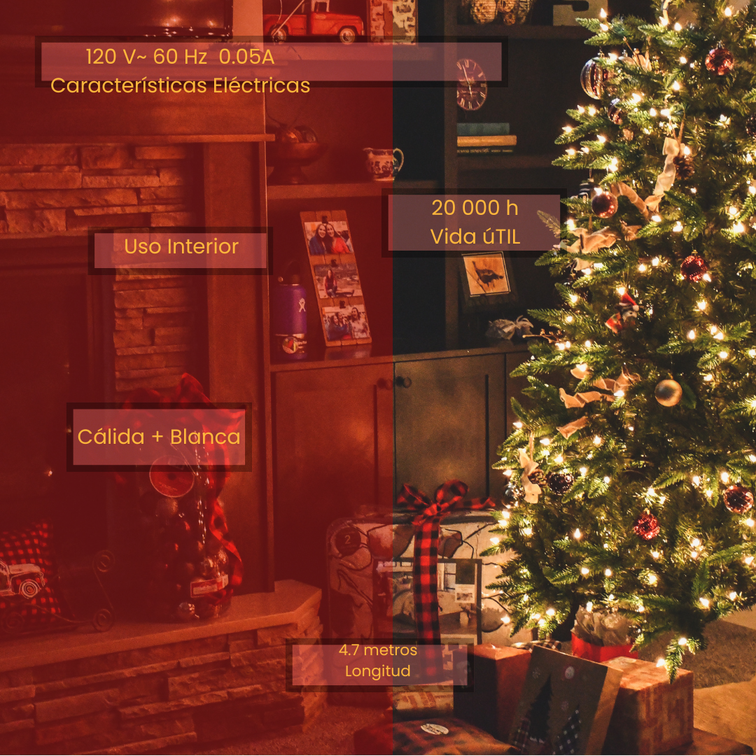 Serie de Luces Navideñas LED Tipo Cascada 4.7 m – Blanca y Ámbar - PHILCO