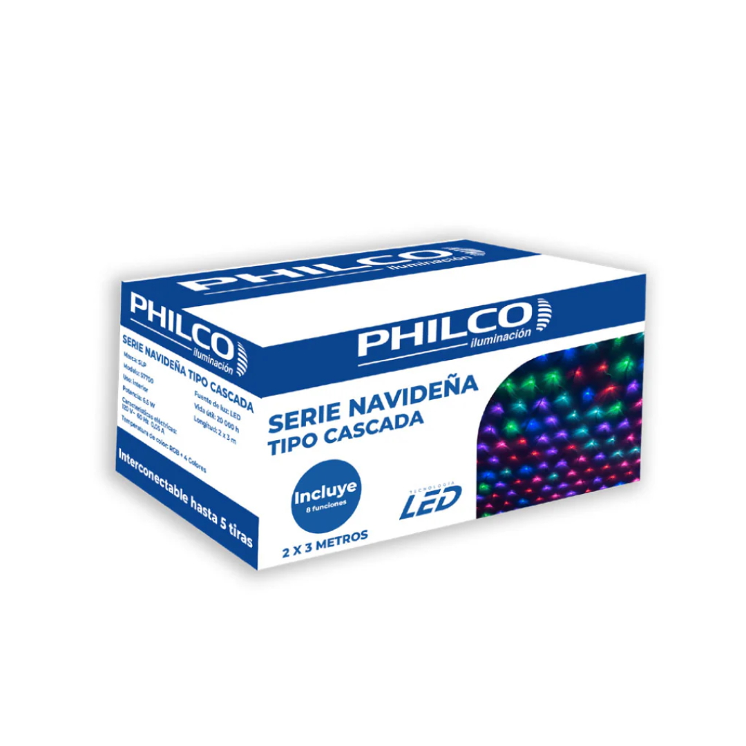 Serie de Navidad Tipo Cascada Luz RGB 4.7M 120V – PHILCO