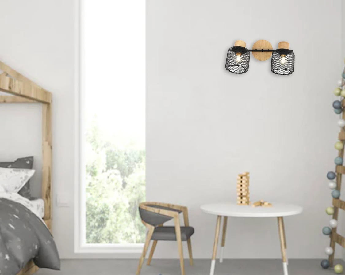 Lámpara Decorativa Doble de Interior E26  2x4W LED Luz Cálida  Serie Mazza  Negro - 2G