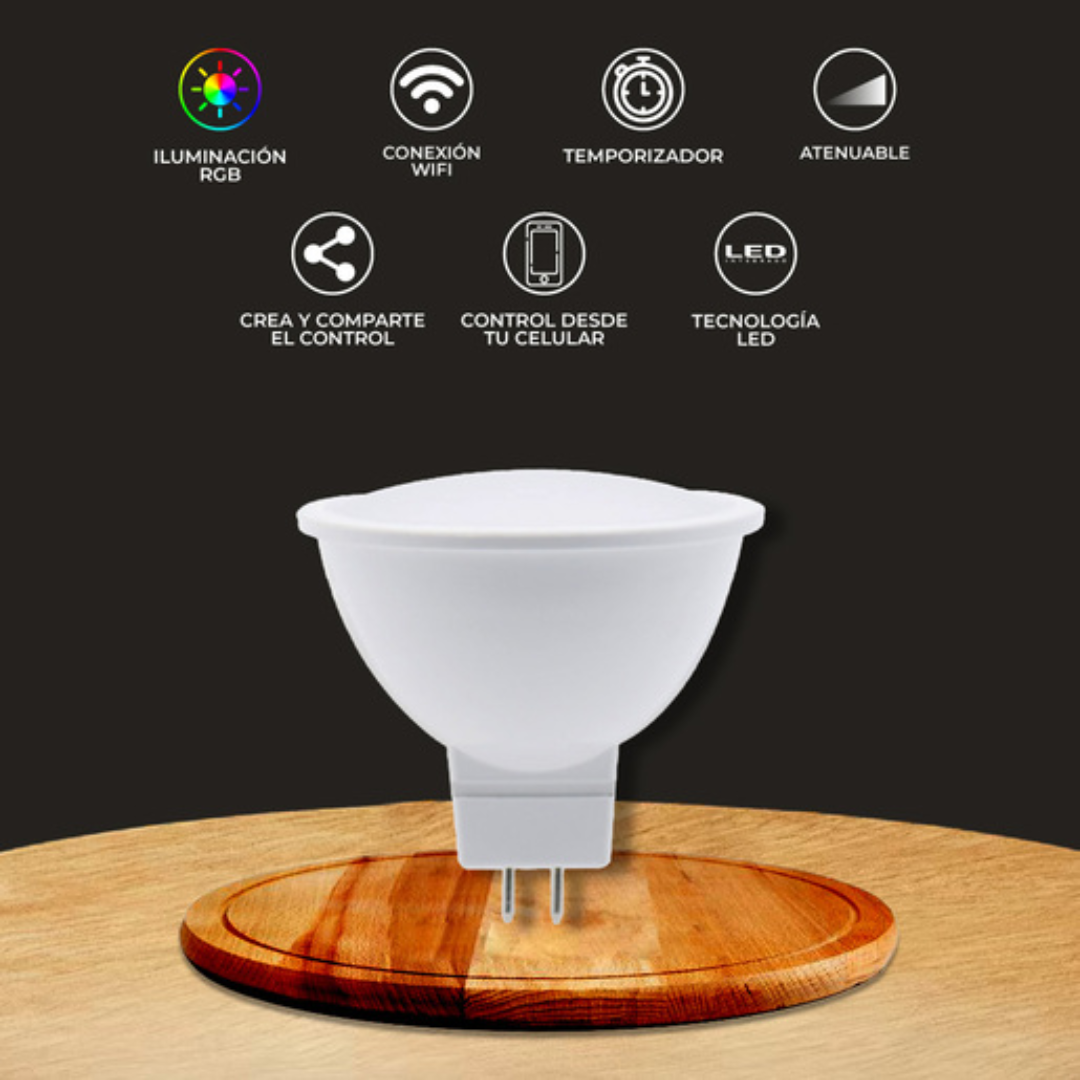 Foco LED MR16 de 5W RGB 127V CCT Ajustable Smart - Tecnolite Connect
