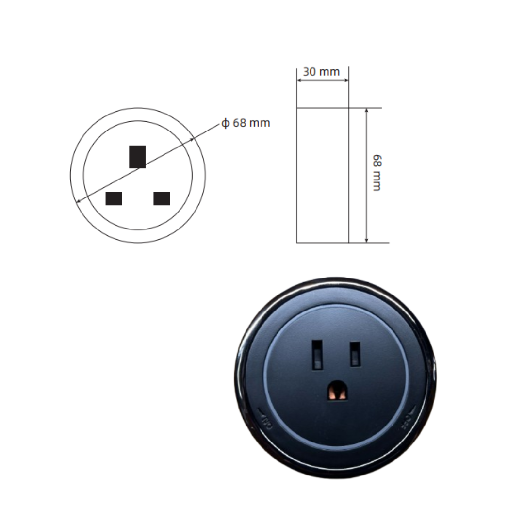 Receptáculo para Riel 110-250V 15A - Fokasu