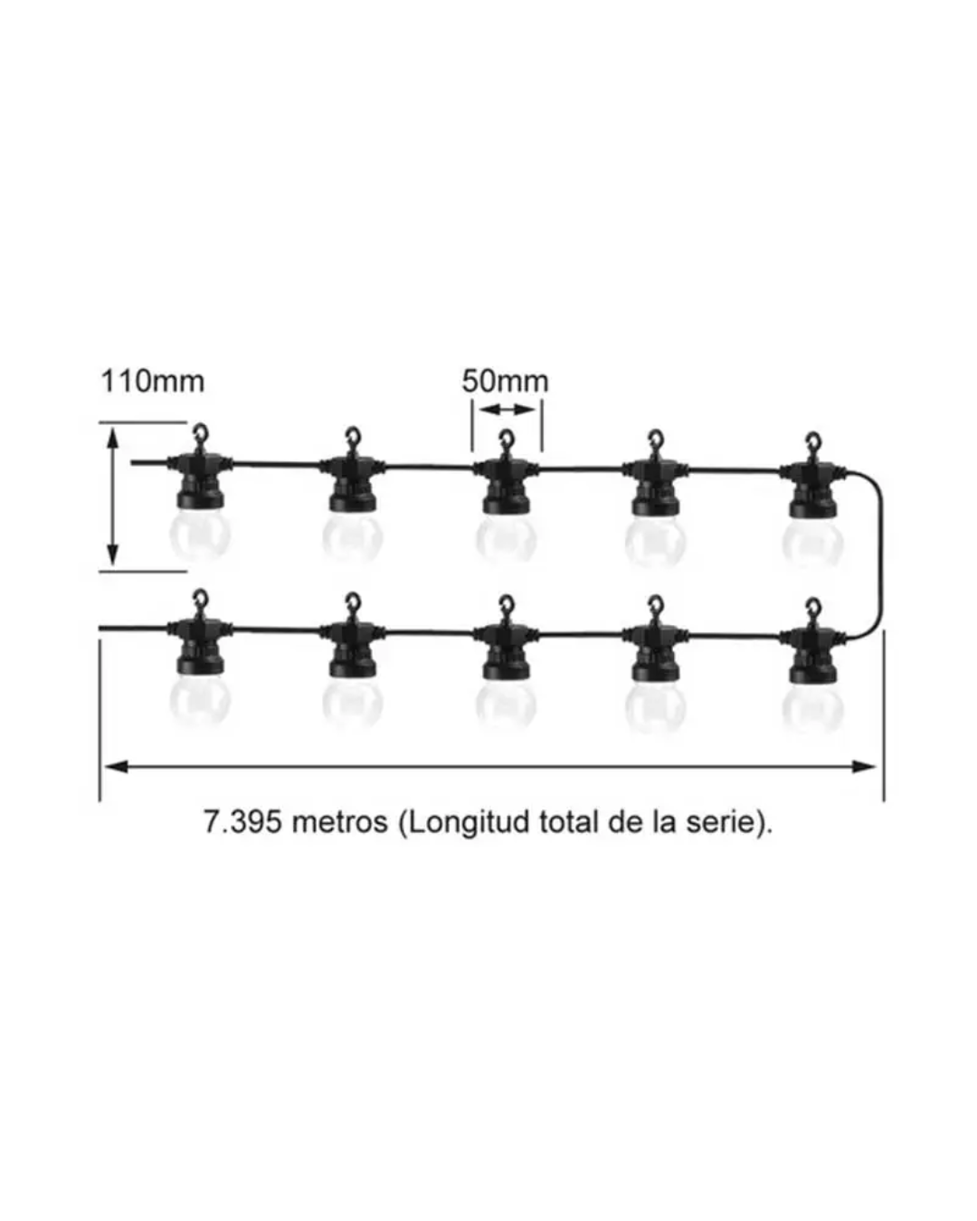 Guirnalda Light Garland Smart Led IP44 con 10 focos RGB 7.4MTS - Tecnolite connect