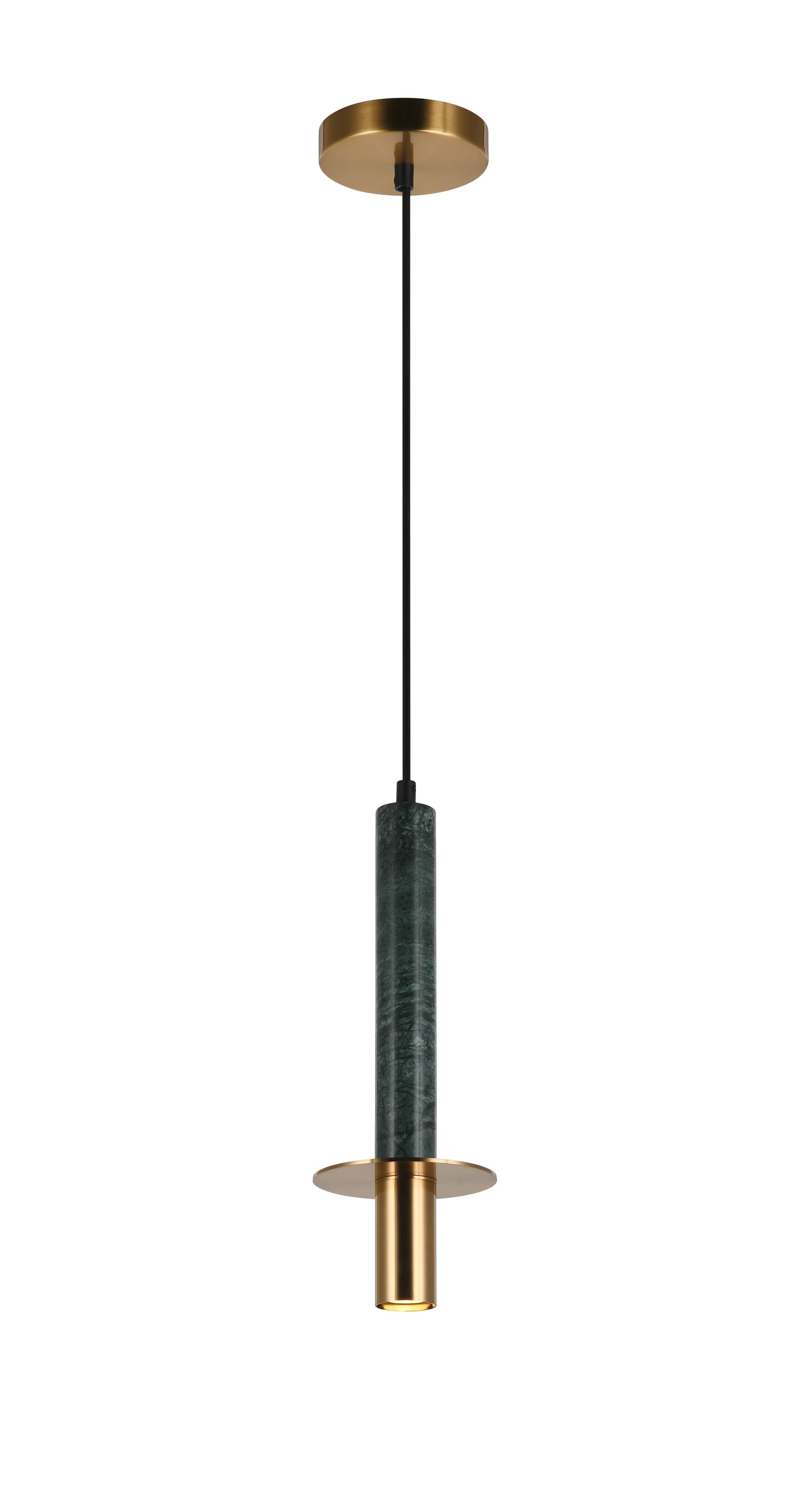Lámpara Colgante MARINI con Pantalla Mármol Verde , LED GU10 3W 4000K , Acabado Dorado - 2G Iluminación