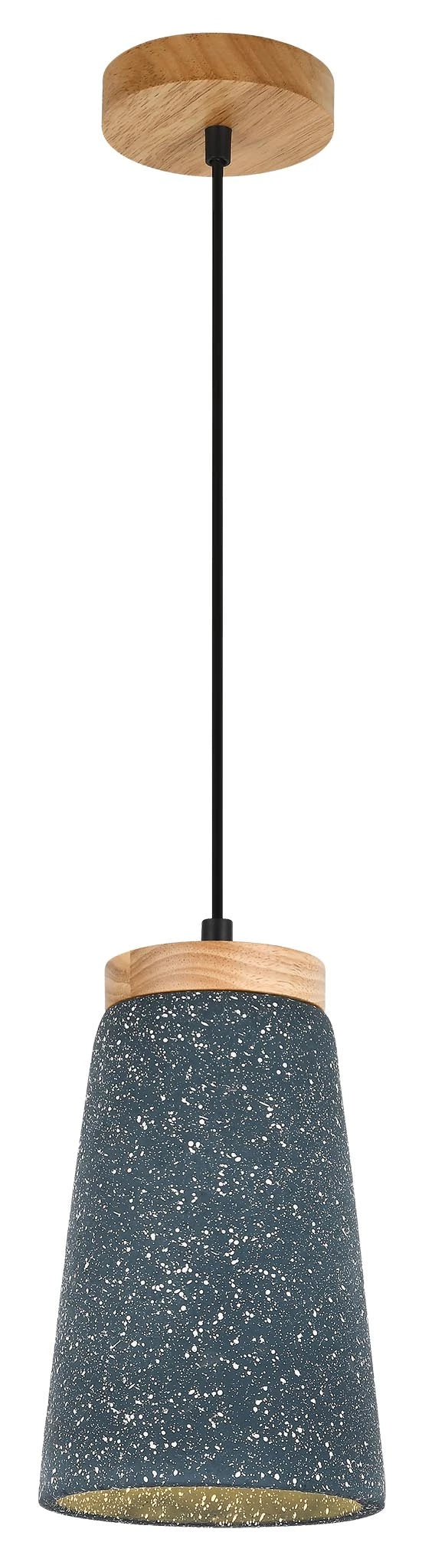 Lámpara Colgante CONTE con Pantalla de Concreto Verde  Base E27 40W  Acabado Madera  - 2G