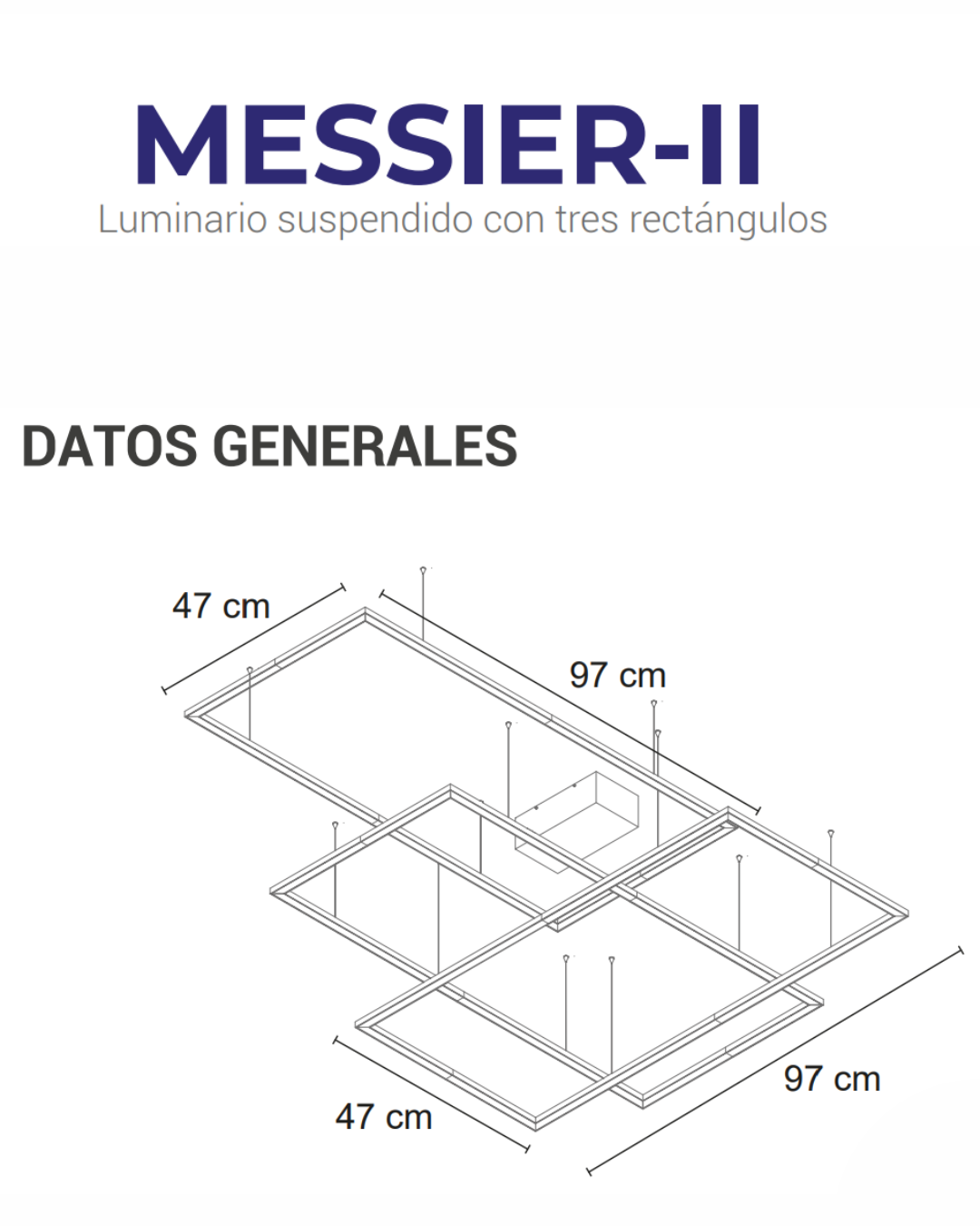 Lámpara Suspendida de 3 Rectángulos Color Blanco Mate con Iluminación Blanca Neutra  - TL A